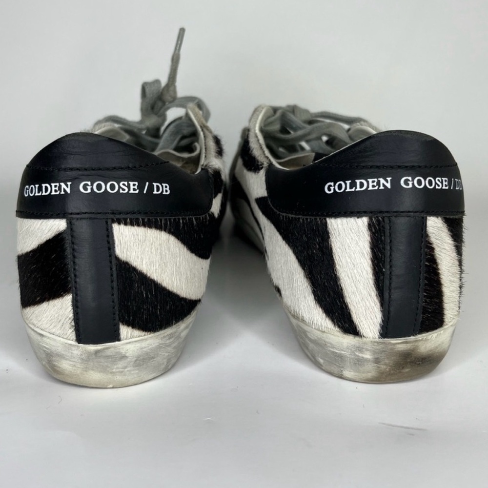 Authentic Golden Goose superstar sneakers size 38 zebra print silver star - Picture 7 of 11